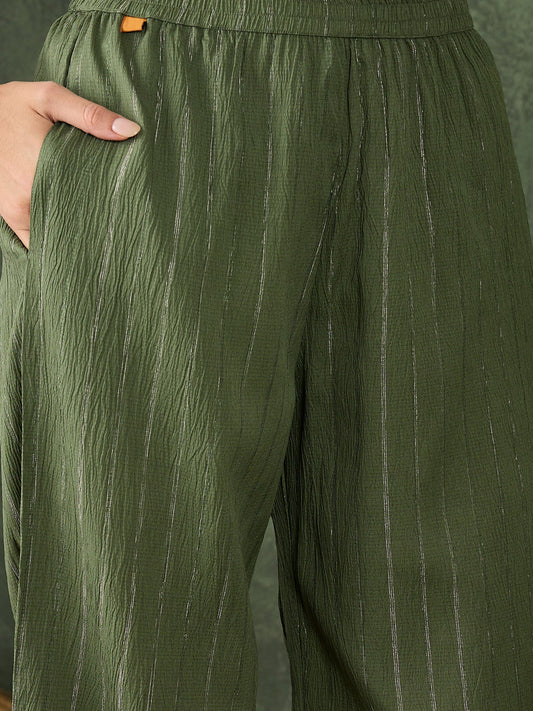 Samara Women's Office, Festive Wear Mehndi Straight Kurta & Pant, Co-ord Set - FitVibe Fashion