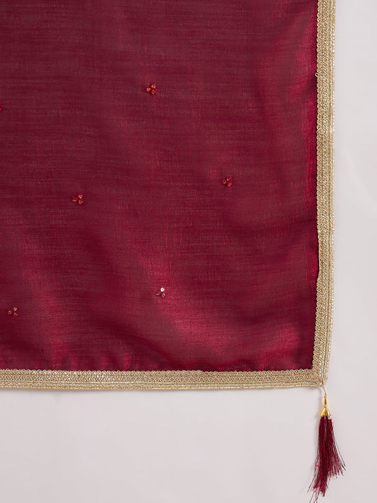 Myra Maroon Silk Blend Embroidered Anarkali Set - FitVibe Fashion