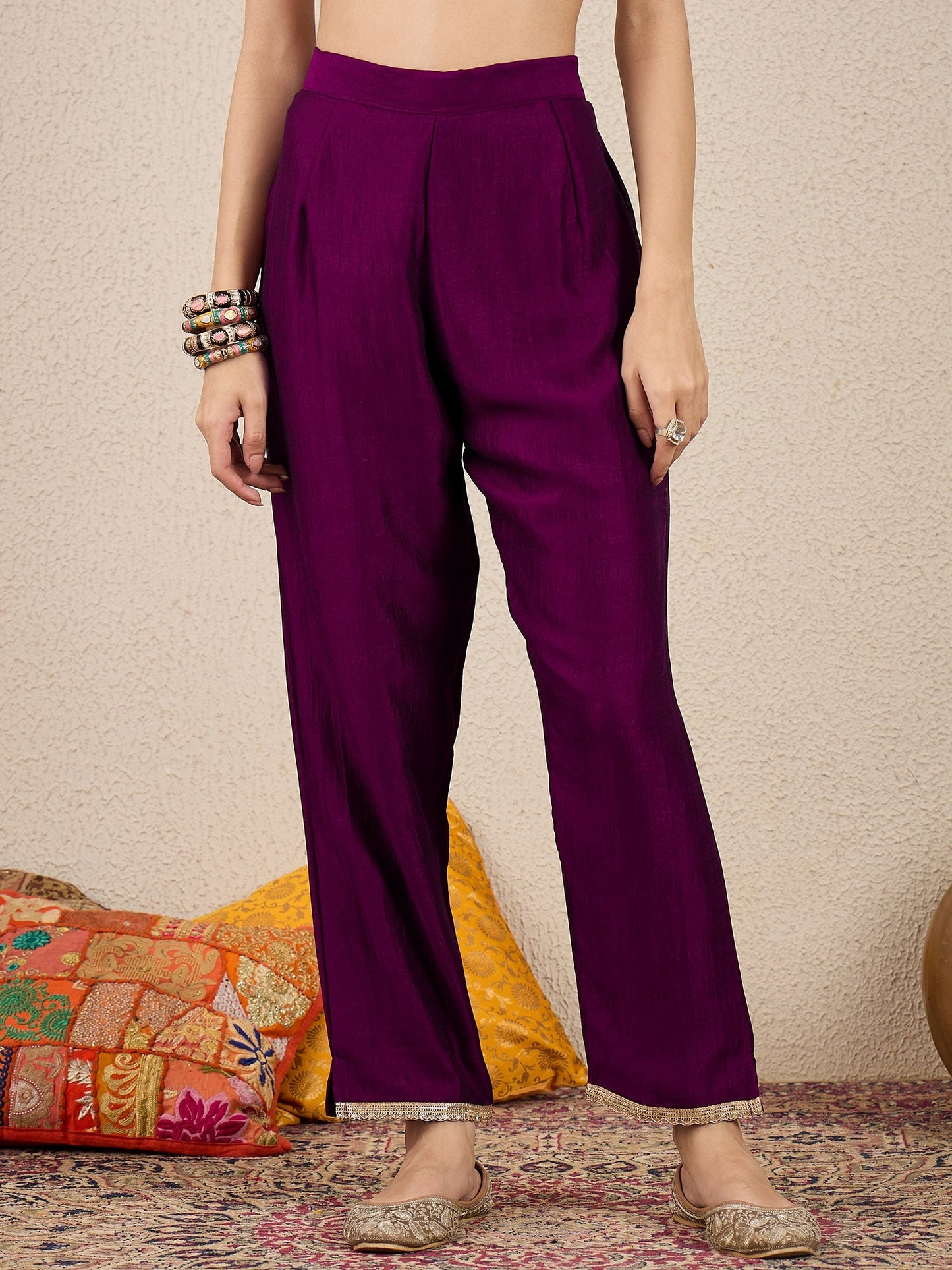 Ziva Women Anarkali Kurta and Pant Dupatta Sets Silk Blend Fabric with Embroidery - FitVibe Fashion