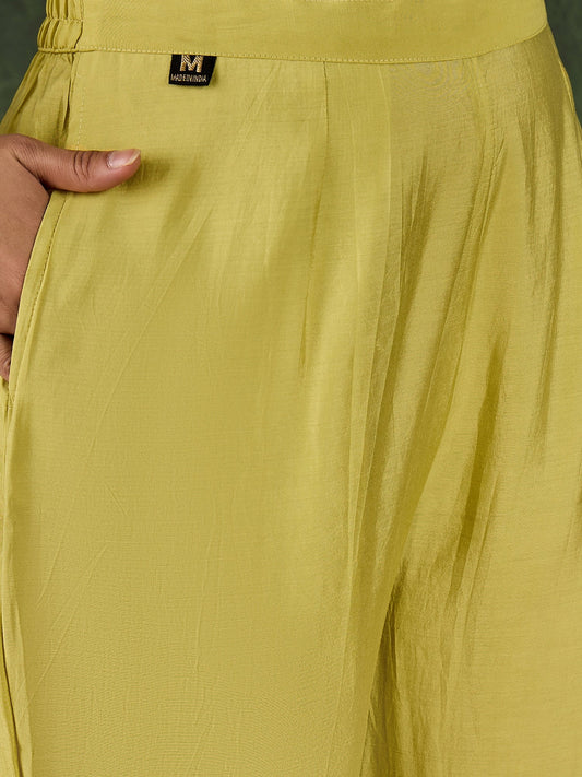 Vasant Women's Embroidered Yellow Silk Blend Straight Suit Set with Dupatta - FitVibe Fashion