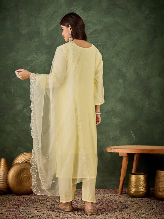 Kritika Silk Blend Women Embroidered Kurta And Pant Set With Dupatta - FitVibe Fashion