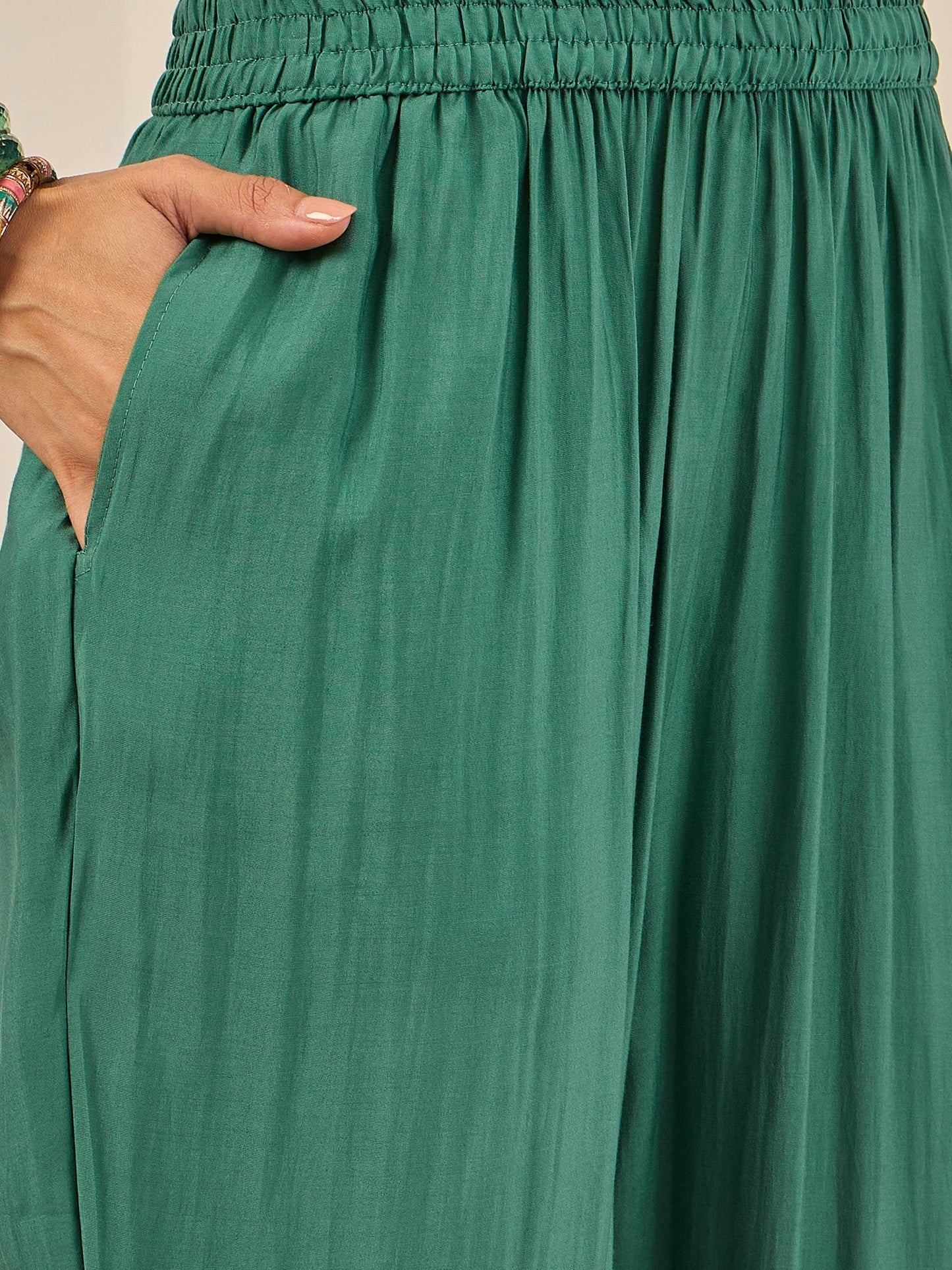 Ojaswi Teal Embroidered Silk Blend Straight Suit With Dupatta - FitVibe Fashion