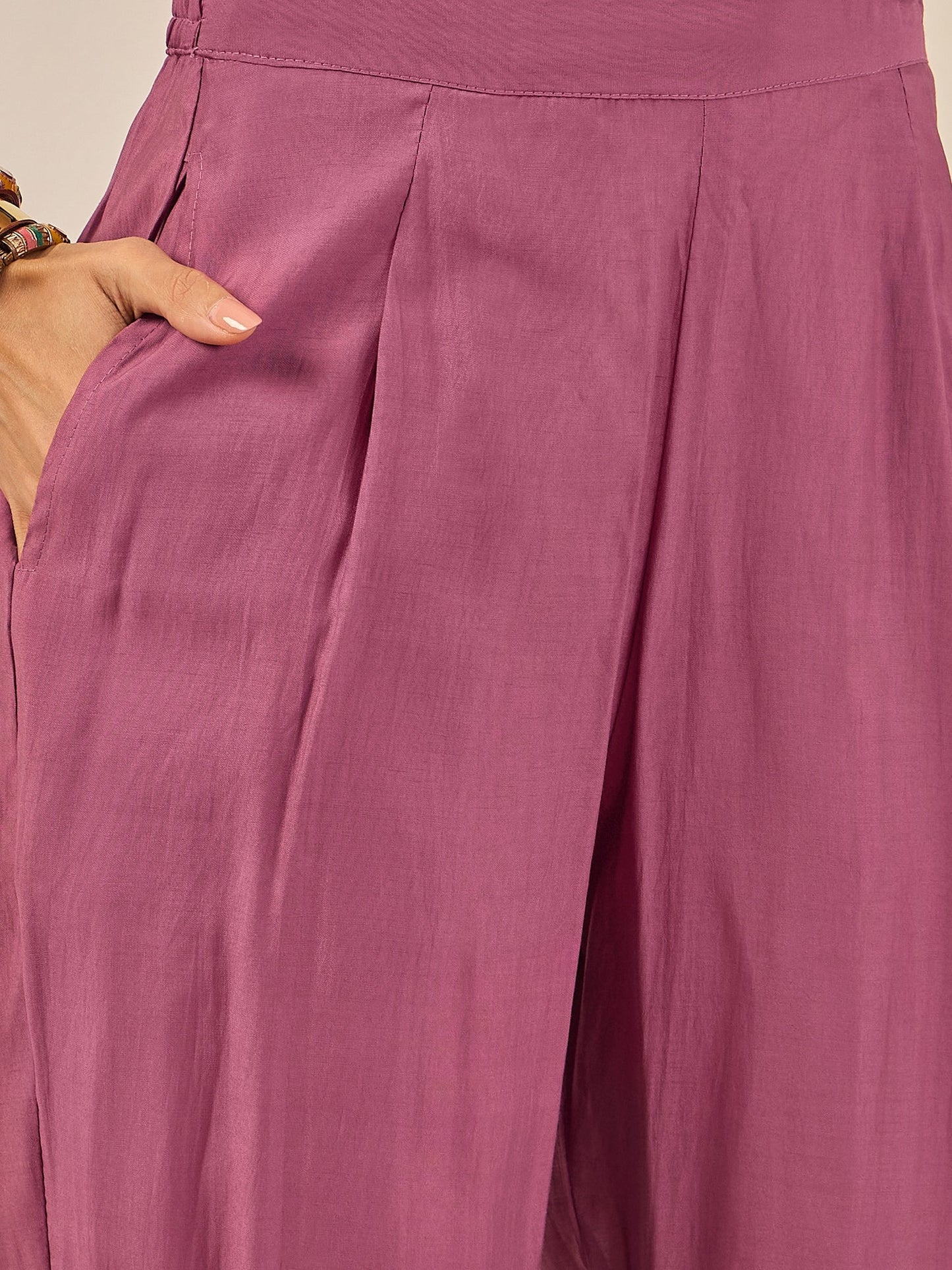 Vedhika Women's Embroidered Silk Blend Calf Length Straight Kurta Trouser with Dupatta Set - FitVibe Fashion