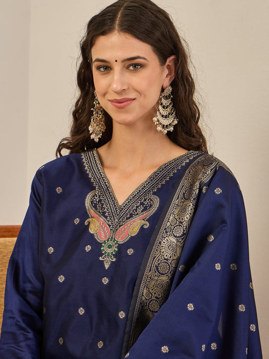 Gulnaar Cotton Silk Kurta Set with Banarasi Minakari Dupatta Zari Work Ready to Wear Elegance - FitVibe Fashion