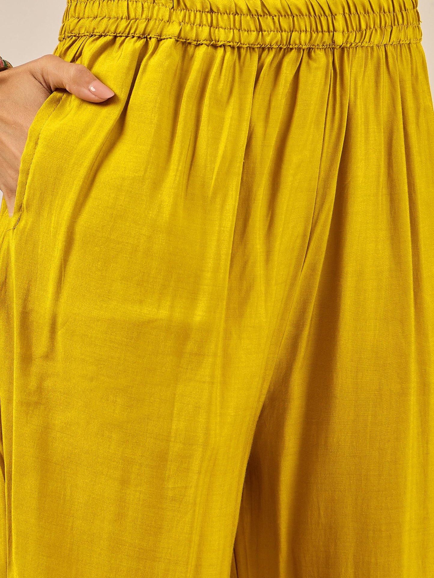 Roobee Lemon Embroidered Silk Blend Straight Suit With Dupatta - FitVibe Fashion