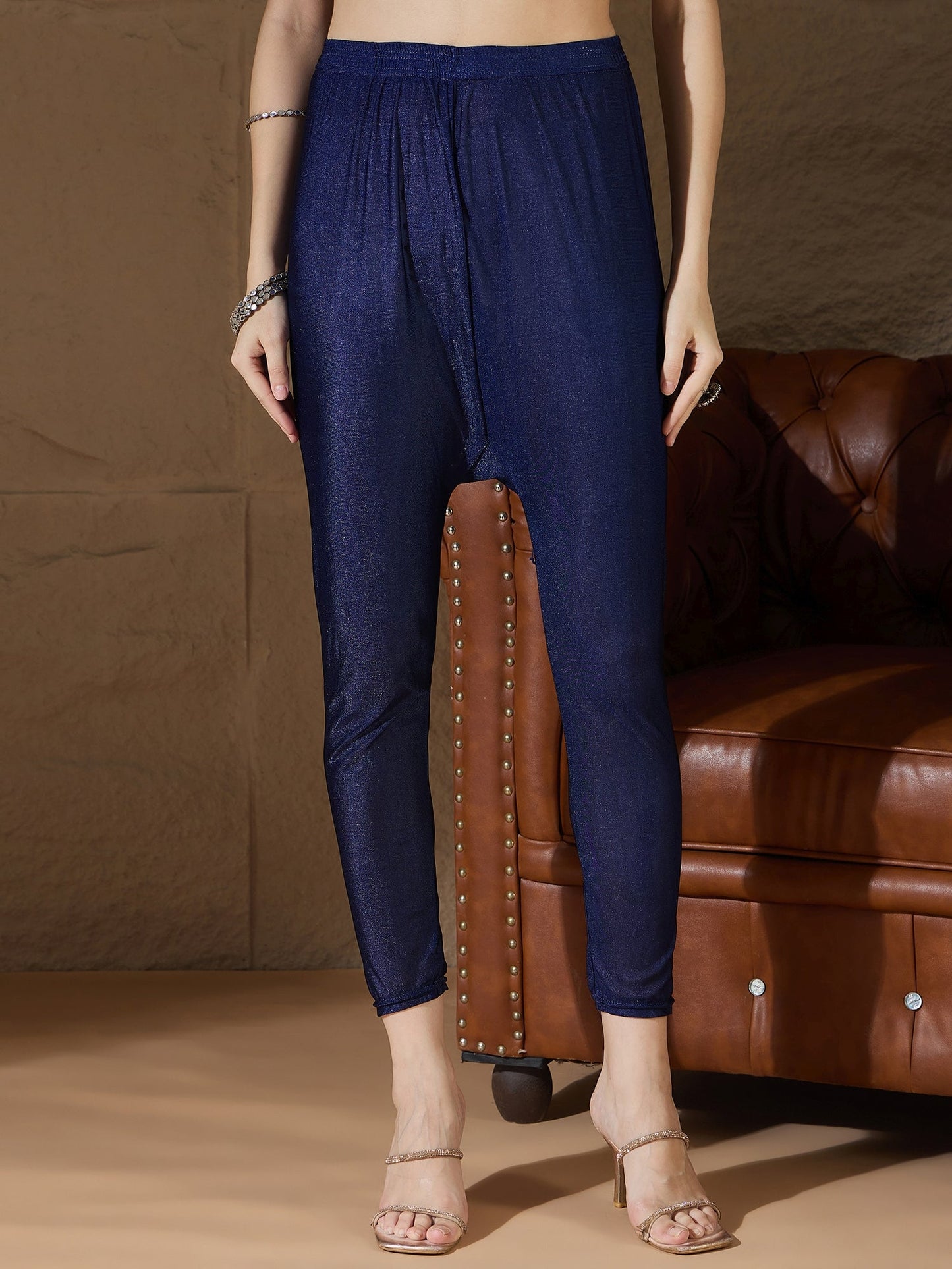 Neelangi Blue Women Kurta and Leggings Duppata Set Chanderi Modal Butti - FitVibe Fashion