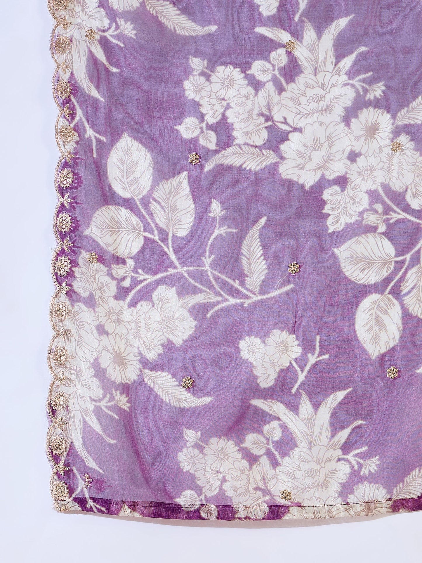 Chitra Charm Purple Yoke Design Silk Blend Straight Suit With Dupatta - FitVibe Fashion