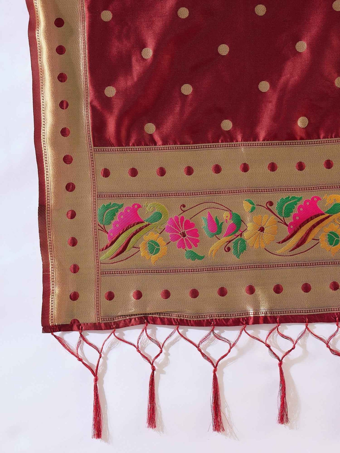 Aanira Maroon Cotton Silk Jacquard Kurta Pant With Banarasi Silk dupatta