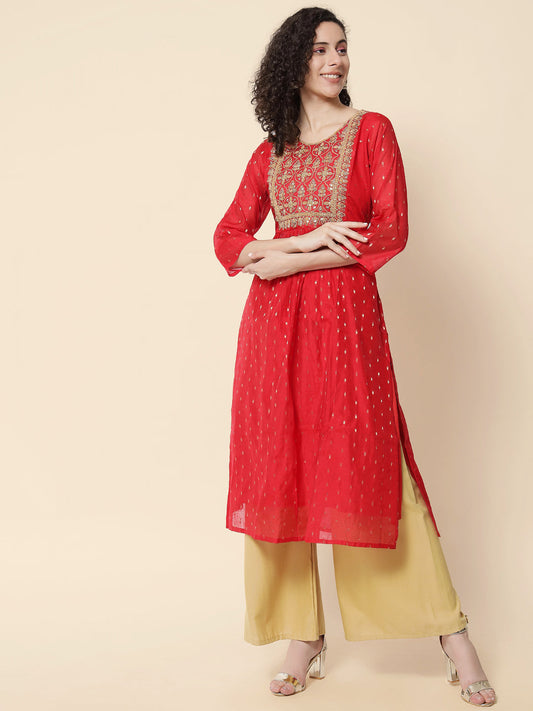 Trusha Women Chanderi Modal Butti kurta - FitVibe Fashion