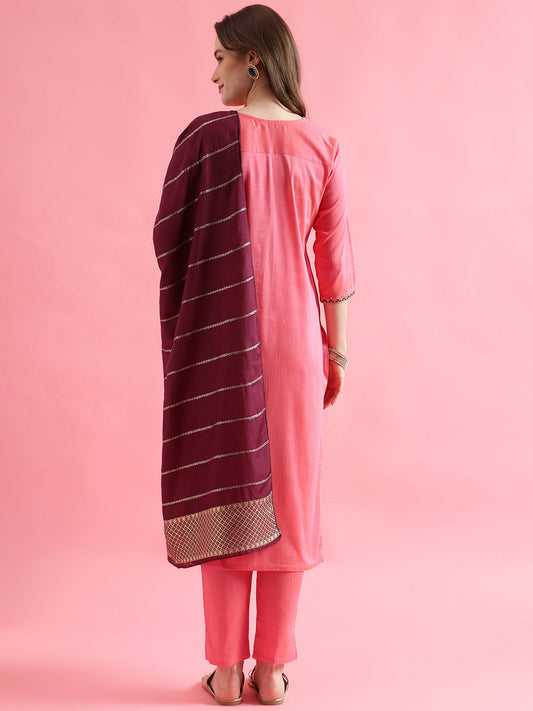Women Kurta and Trousers Pant Set Cotton Silk Blend - FitVibe Fashion