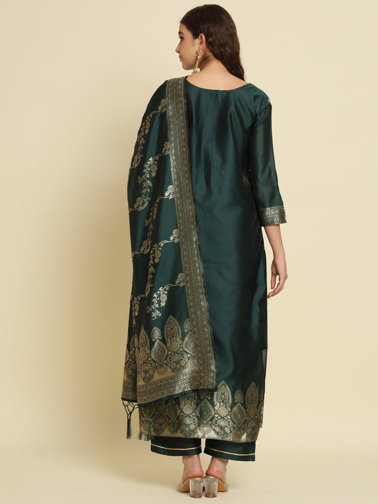 Kurta and Trousers Pant Set Heavy Zari Wok Silk Blend - FitVibe Fashion