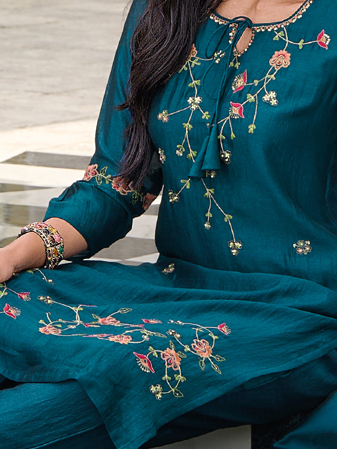 Sejal Women Kurta and Trouser Duppata Set Silk Blend - FitVibe Fashion