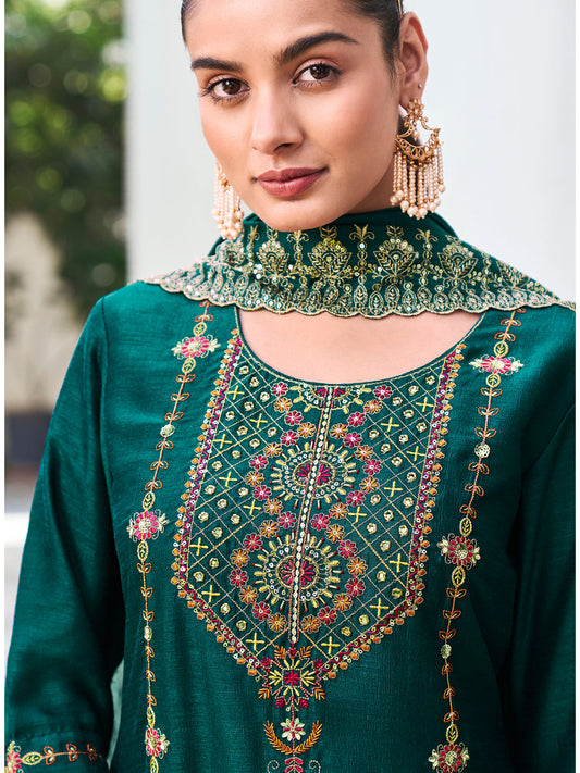 Shreya Women Kurta and Trouser Duppata Set Silk Blend - FitVibe Fashion