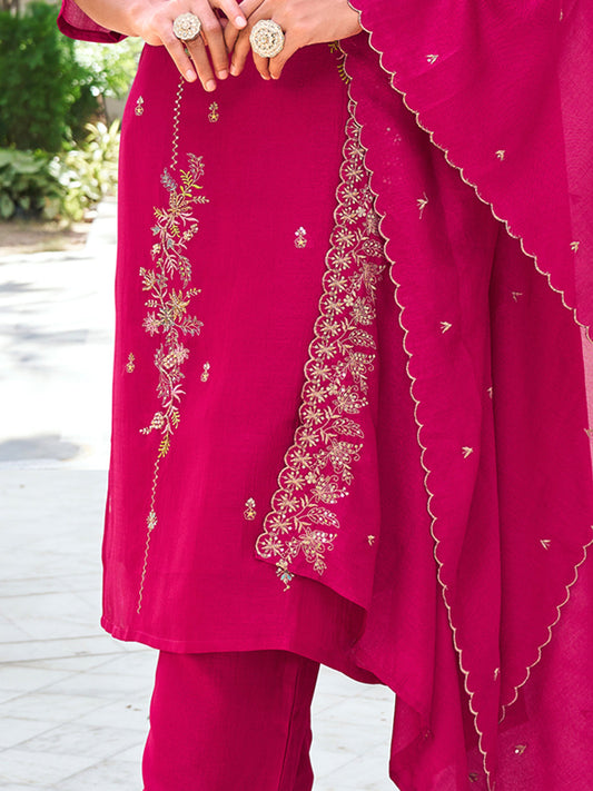 Sneha Women Kurta and Trouser Duppata Set Silk Blend - FitVibe Fashion