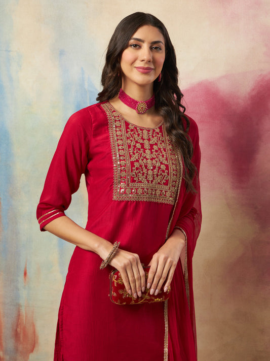 Women Kurta and Trousers Pant Set Cotton Blend - FitVibe Fashion