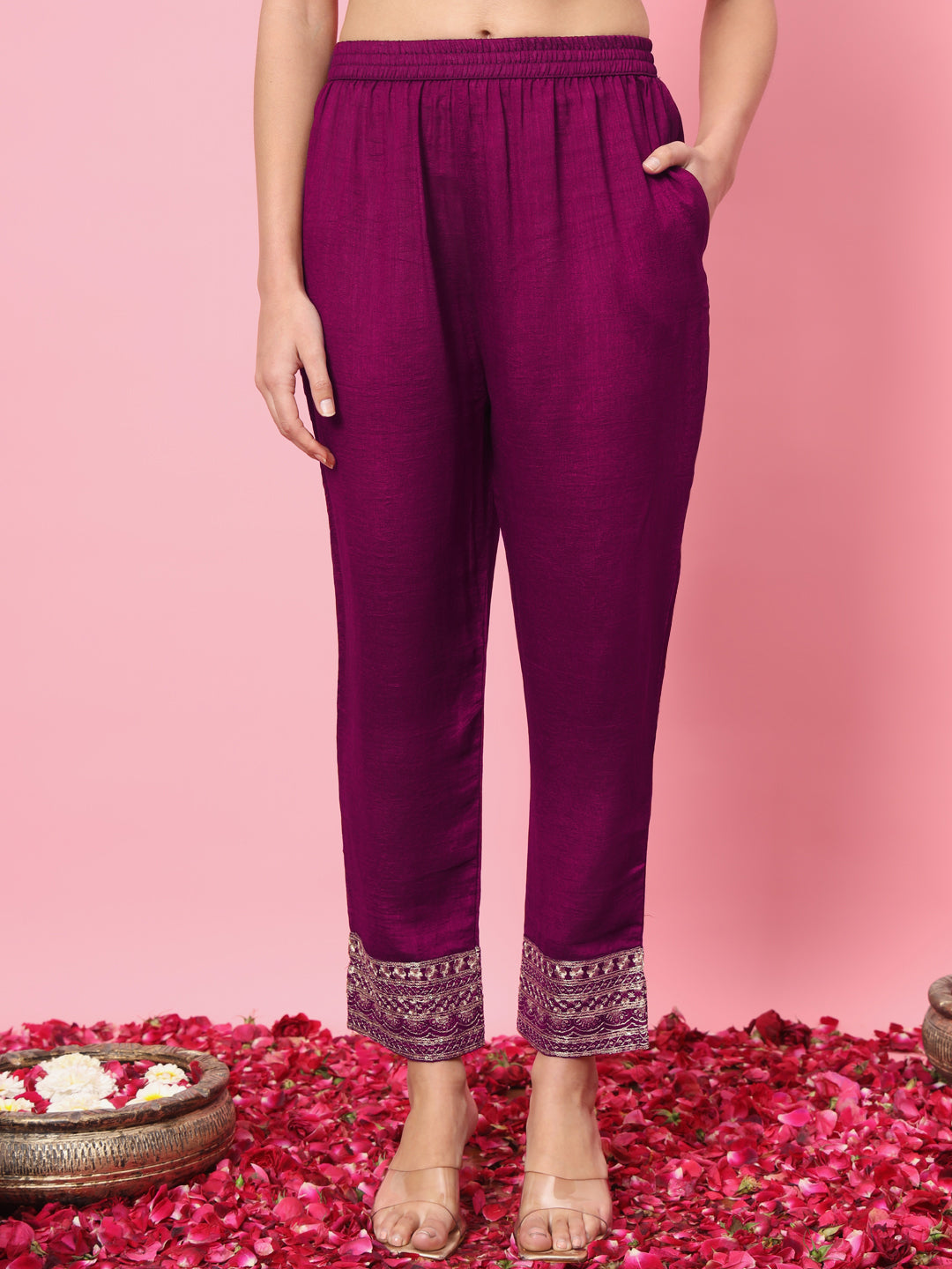 Riwaayat Women Flared Kurta and Trousers Pant Set Silk Blend - FitVibe Fashion