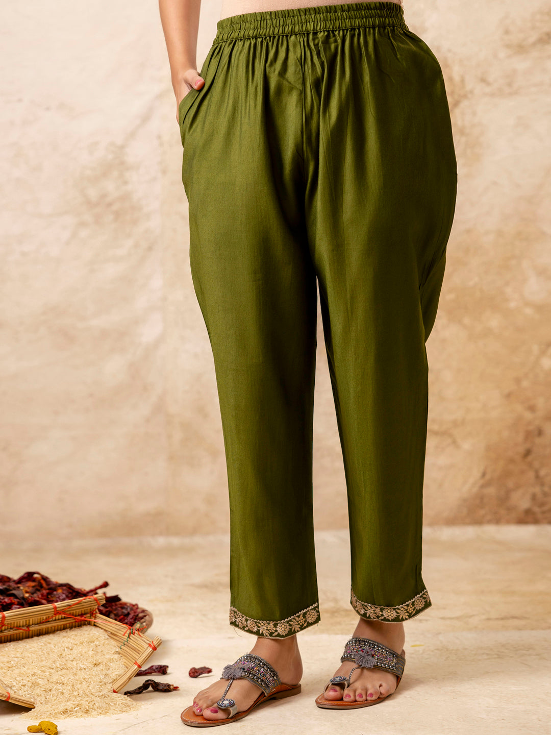 Basudha Embroidered Silk Blend Straight Suit With Dupatta - FitVibe Fashion