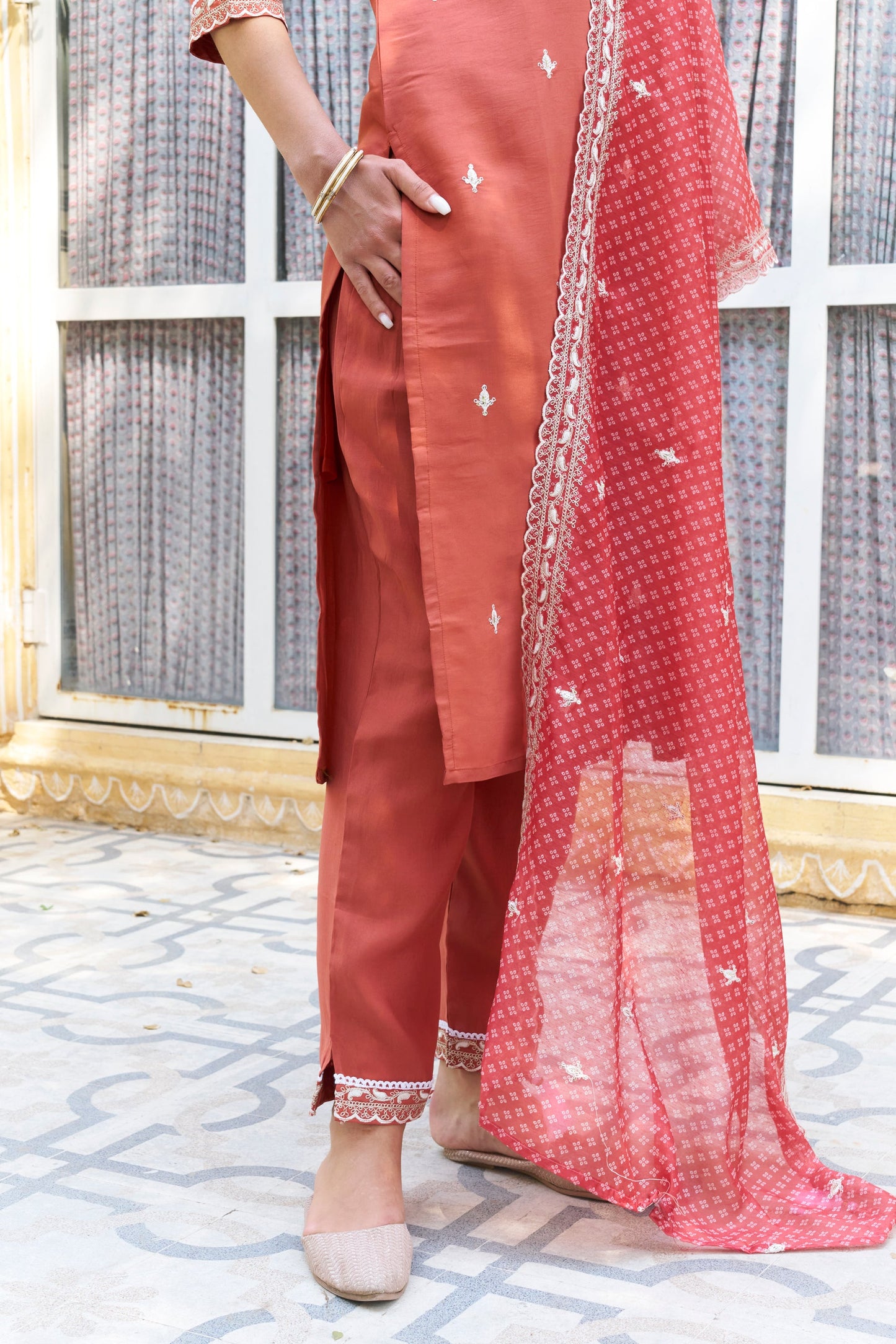 Chandrika Embroidered Silk Blend Straight Suit With Dupatta - FitVibe Fashion
