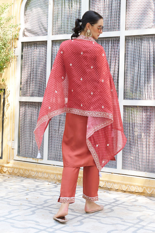 Chandrika Embroidered Silk Blend Straight Suit With Dupatta - FitVibe Fashion