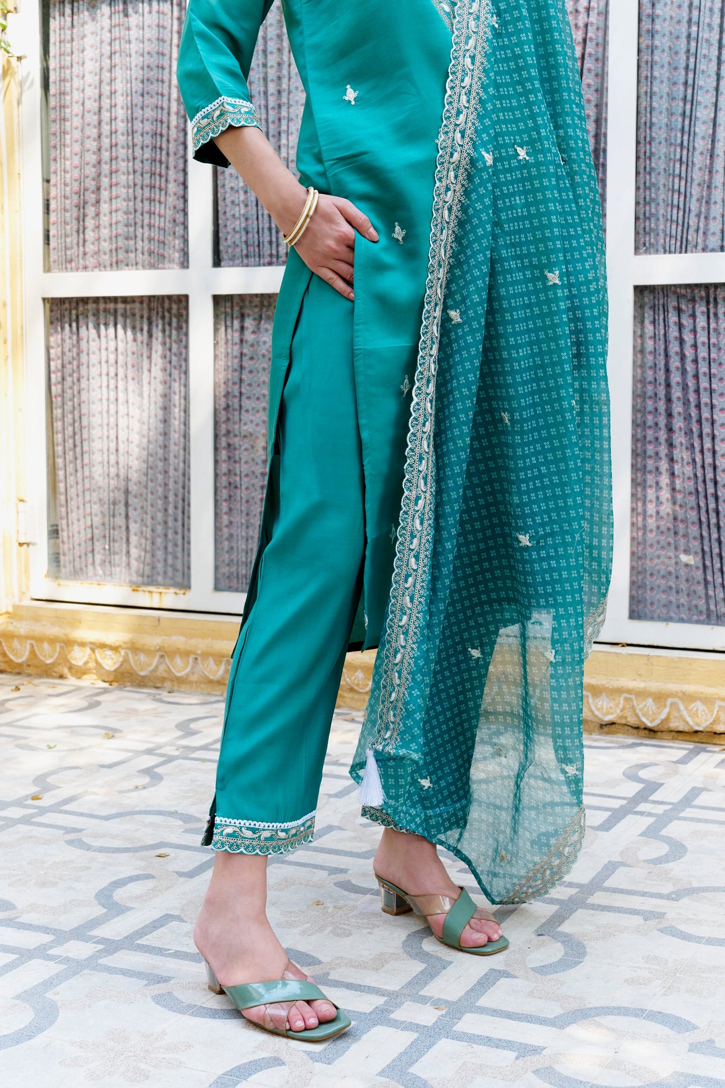 Surabhi Embroidered Silk Blend Straight Suit With Dupatta - FitVibe Fashion
