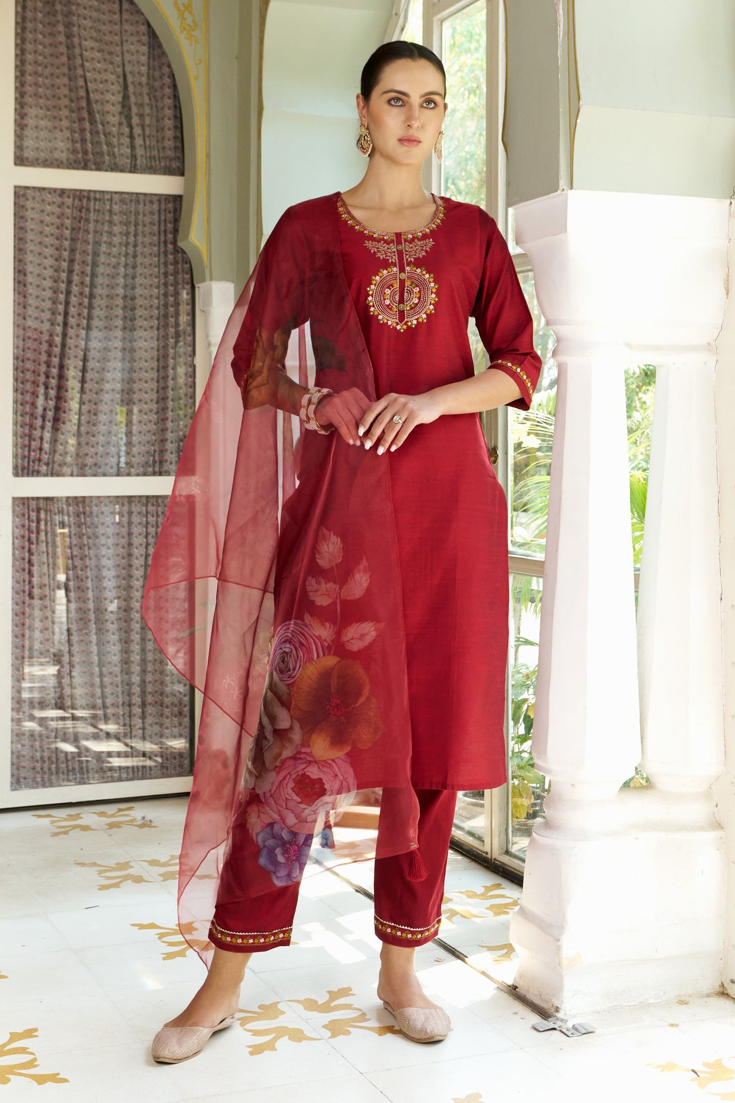 Niswan Women Kurta and Pant Sets Cotton Silk Fabric - FitVibe Fashion