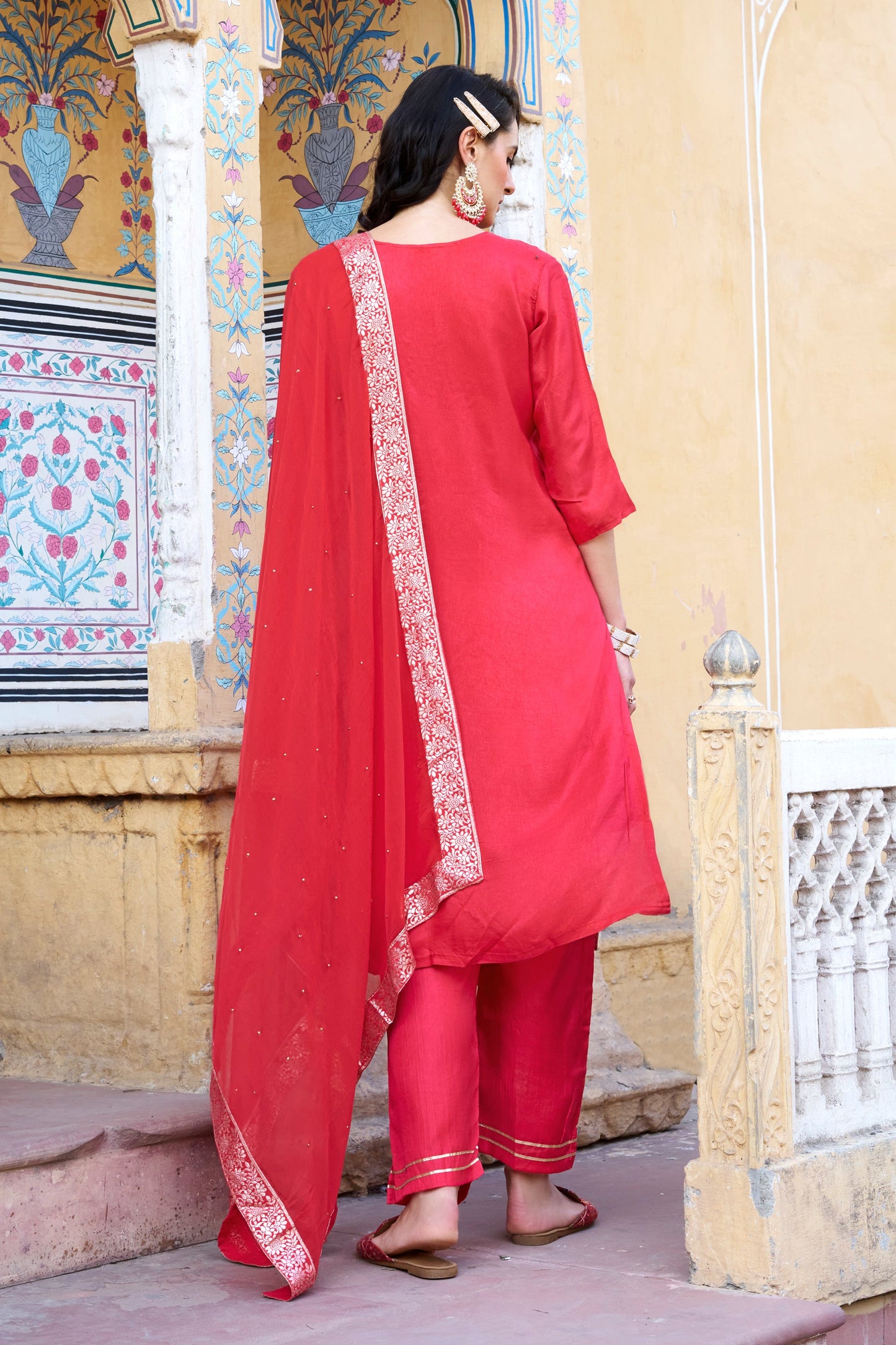 Kalpana Women Kurta and Pant Sets Dupatta Viscose Rayon Silk Blend with Handwork - FitVibe Fashion