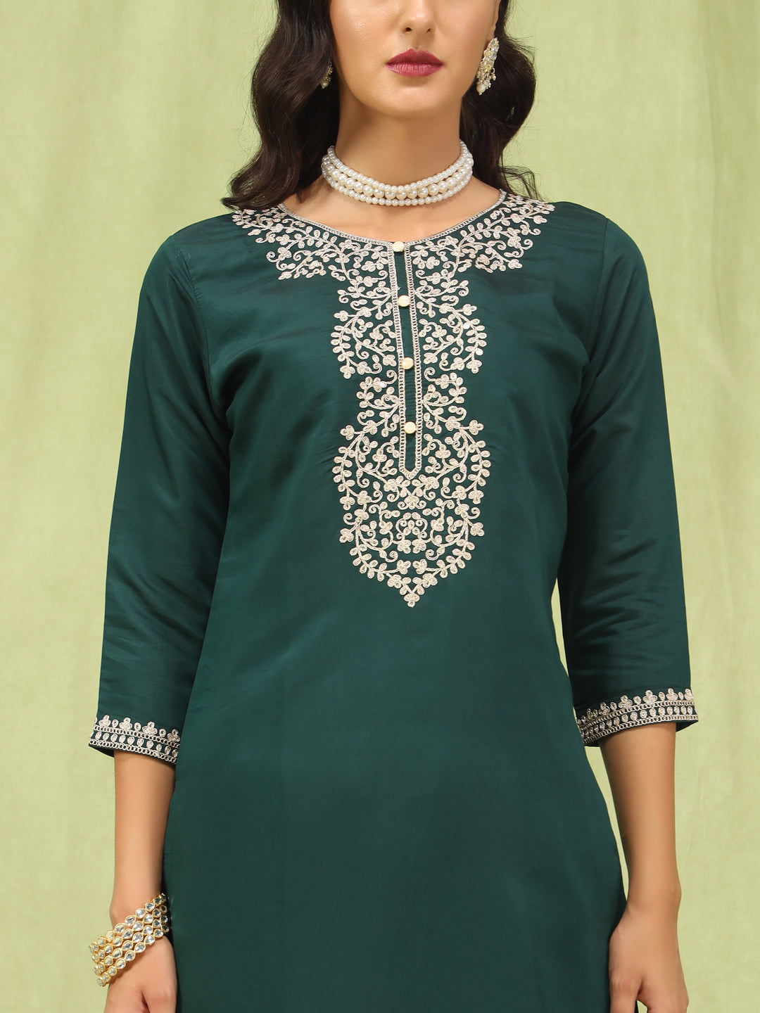 Hemani Women’s Viscose Roman Silk Embroidery Straight Kurta Pant with Dupatta Set - FitVibe Fashion