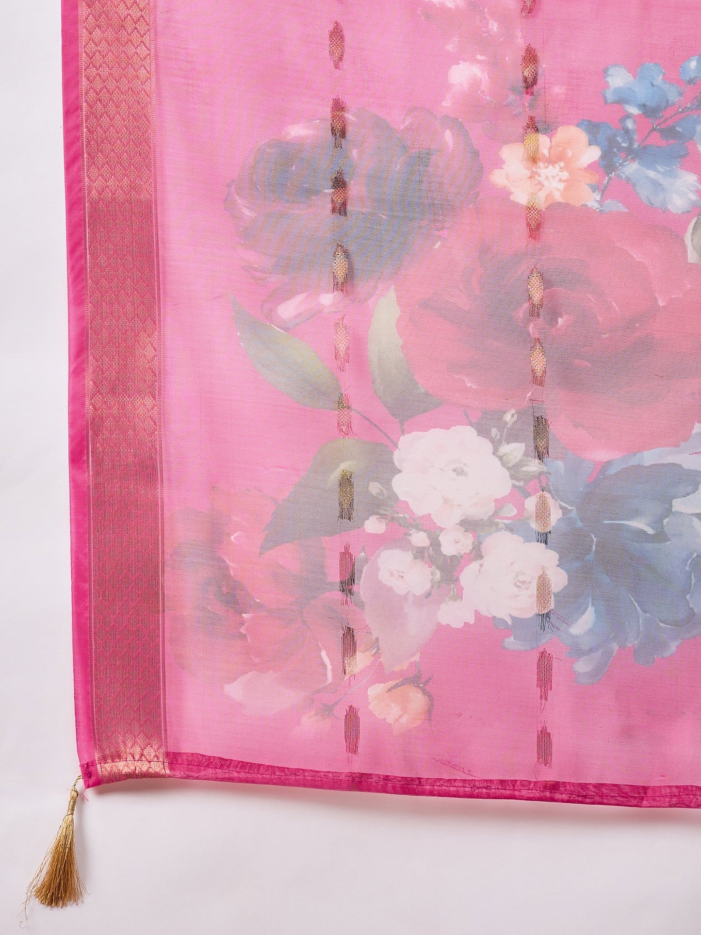 EthniGlow Pink Viscose Roman Silk Embroidery Straight Suit Set - FitVibe Fashion