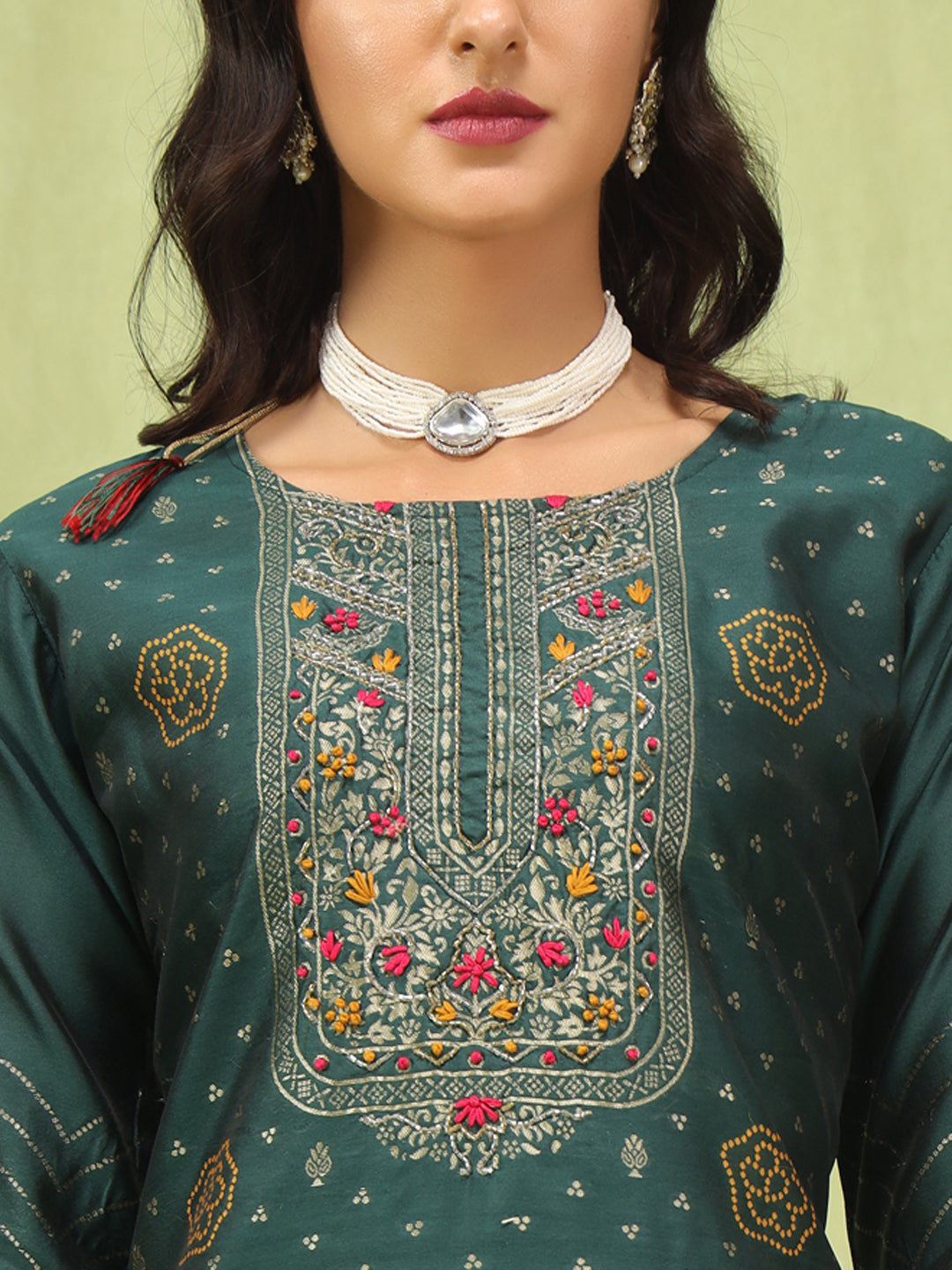 Parvati Women Cotton Silk Blend Kurta and Pant Sets with Handwork and Dupatta - FitVibe Fashion