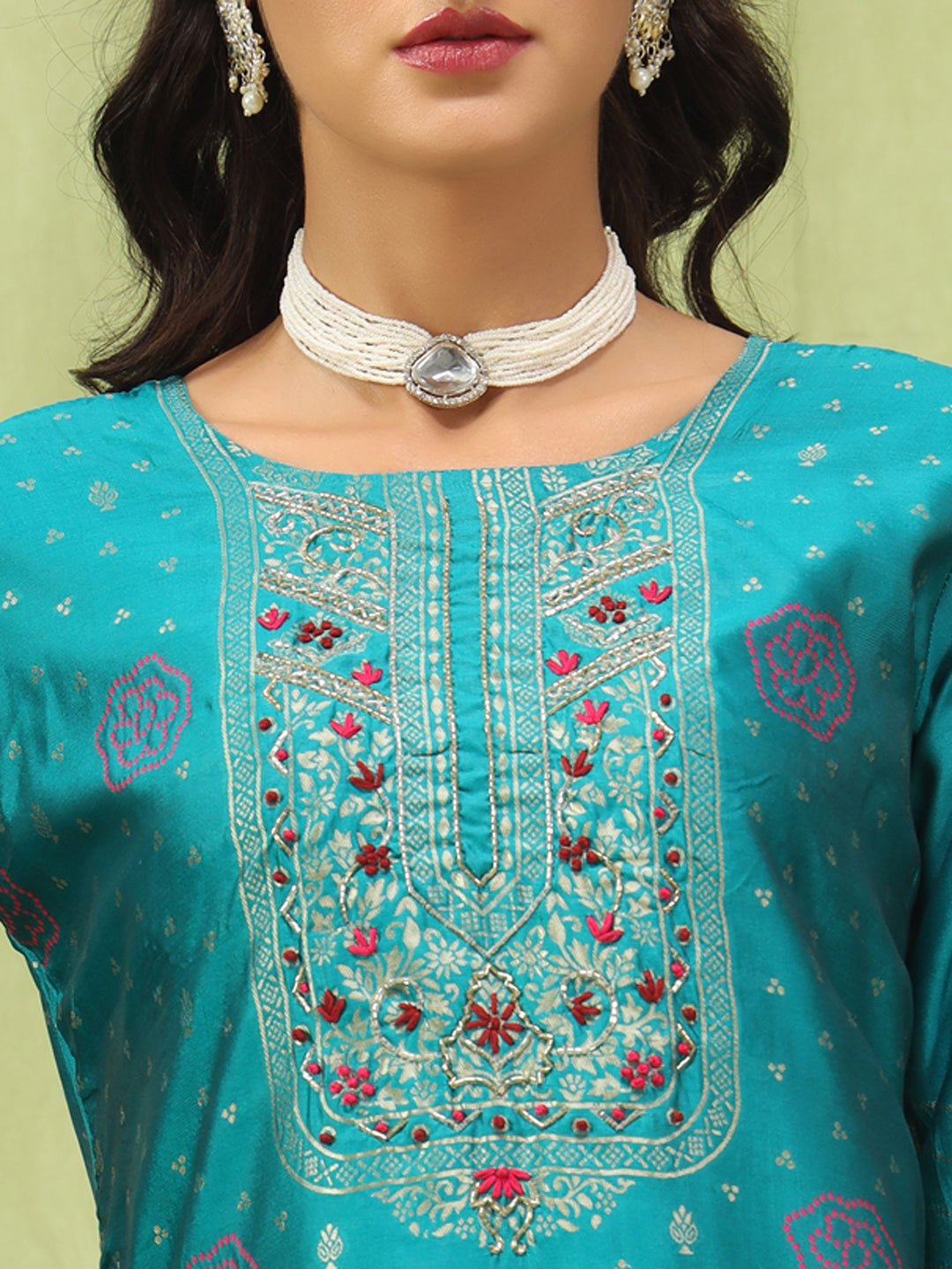 Kavya Women Cotton Silk Blend Kurta and Pant Sets with Handwork and Dupatta - FitVibe Fashion