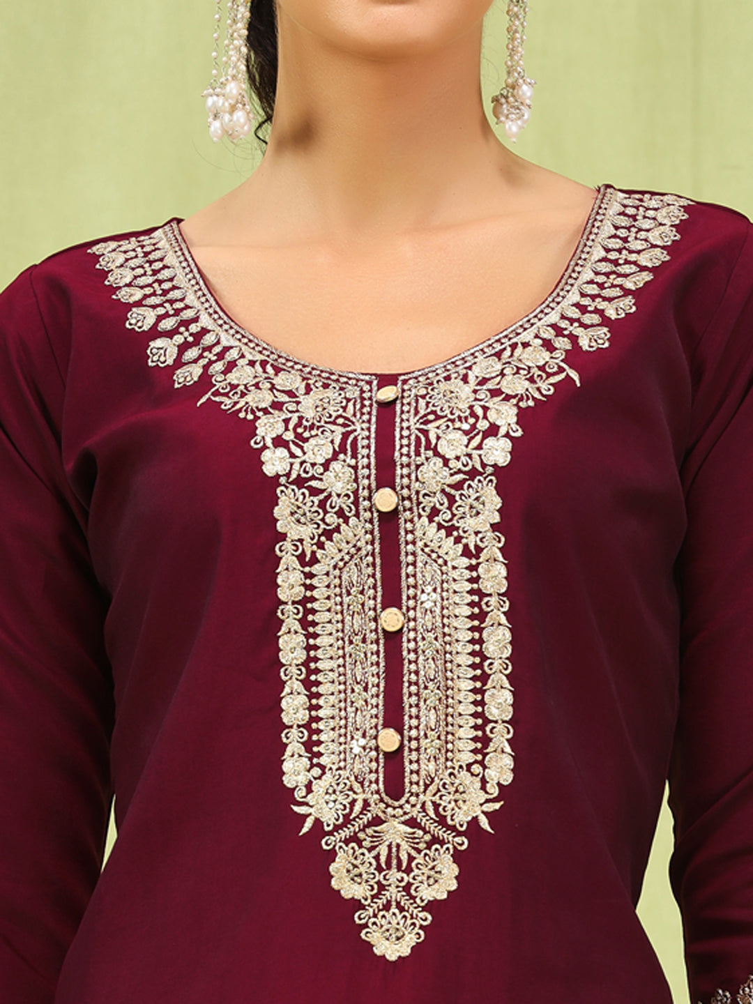 Megha Women’s Viscose Roman Silk Embroidery Straight Kurta Pant with Dupatta Set - FitVibe Fashion