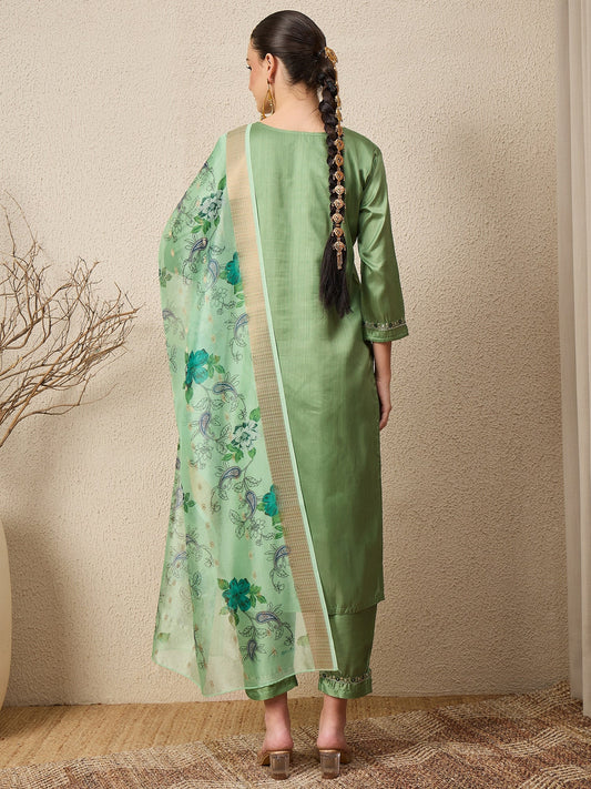 Lavanya Pista Women Silk Blend Kurta and Trousers Pant Set - FitVibe Fashion