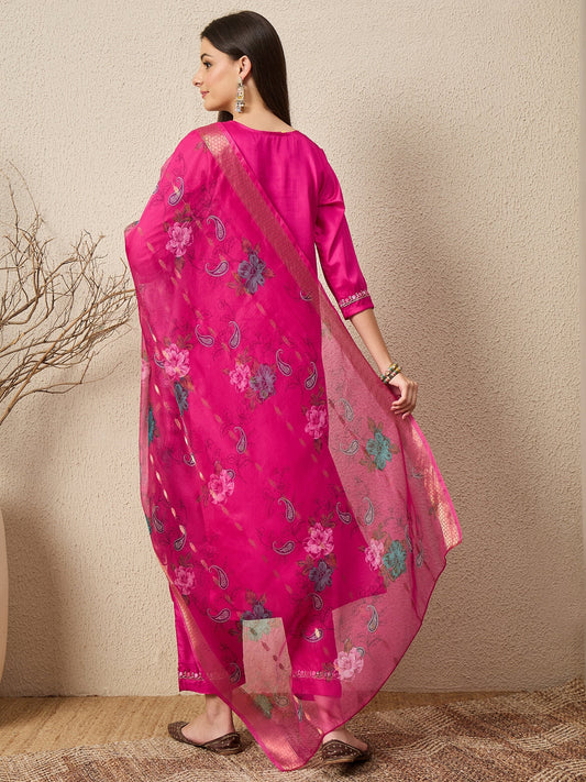 Mahek Rani Women Silk Blend Kurta and Trousers Pant Set - FitVibe Fashion