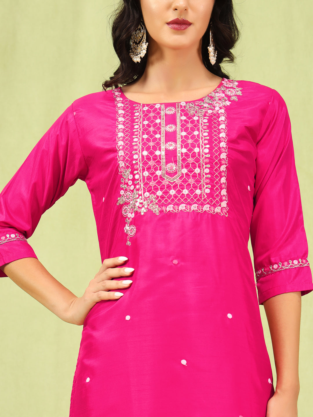 Chhaya Women Kurta and Trousers Pant Set Silk Blend - FitVibe Fashion