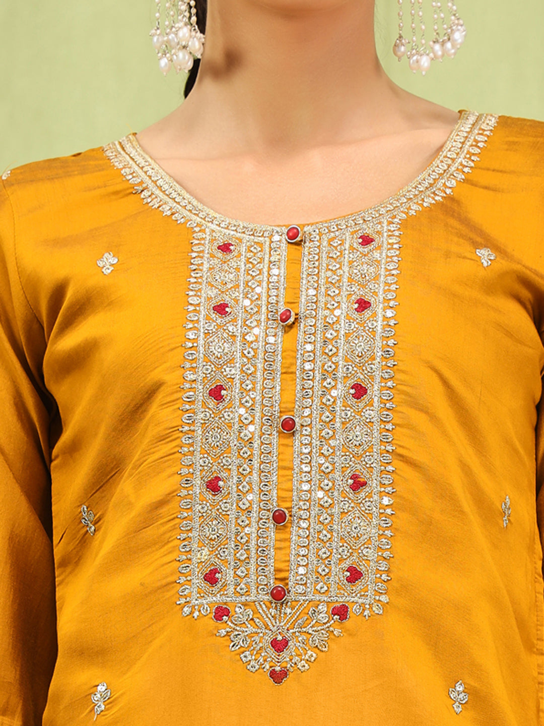 Women’s Viscose Roman Silk Embroidery Straight Kurta Pant with Dupatta Set - FitVibe Fashion