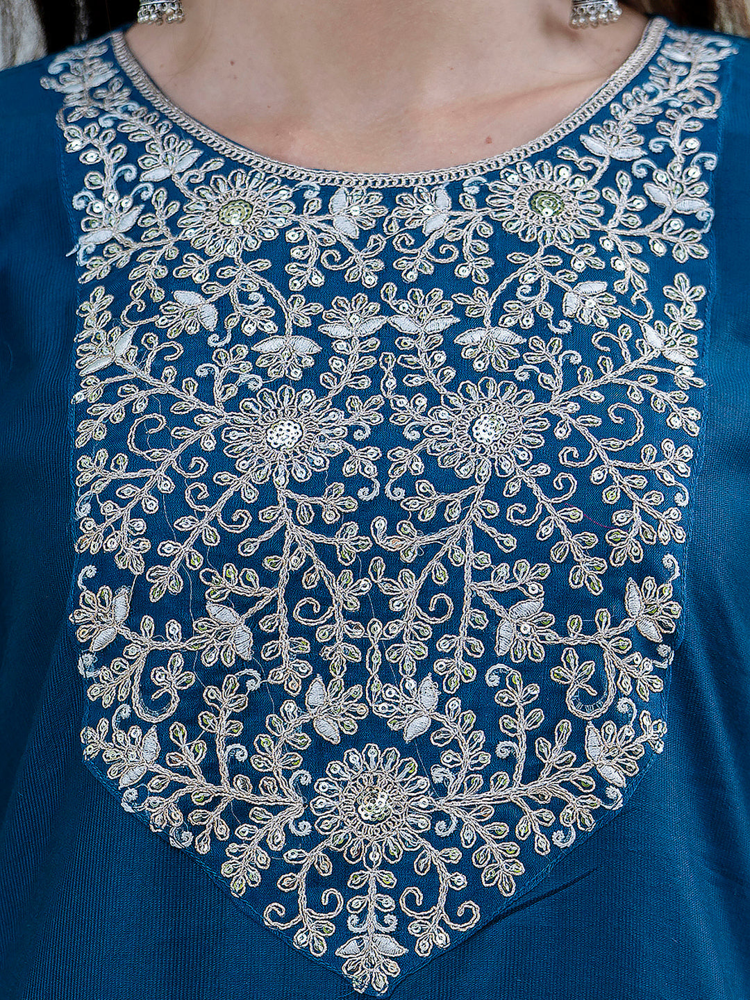 Silk Blend Kurta Set with Pant Dupatta Set - FitVibe Fashion