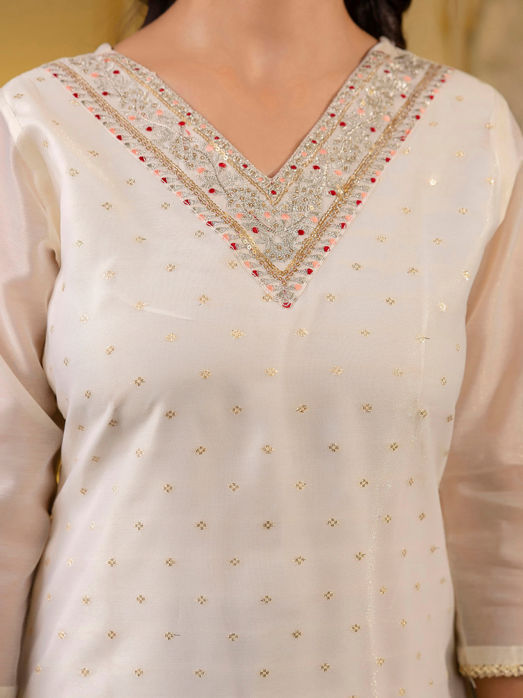 Women Embroidered Silk Blend Straight Kurta - FitVibe Fashion