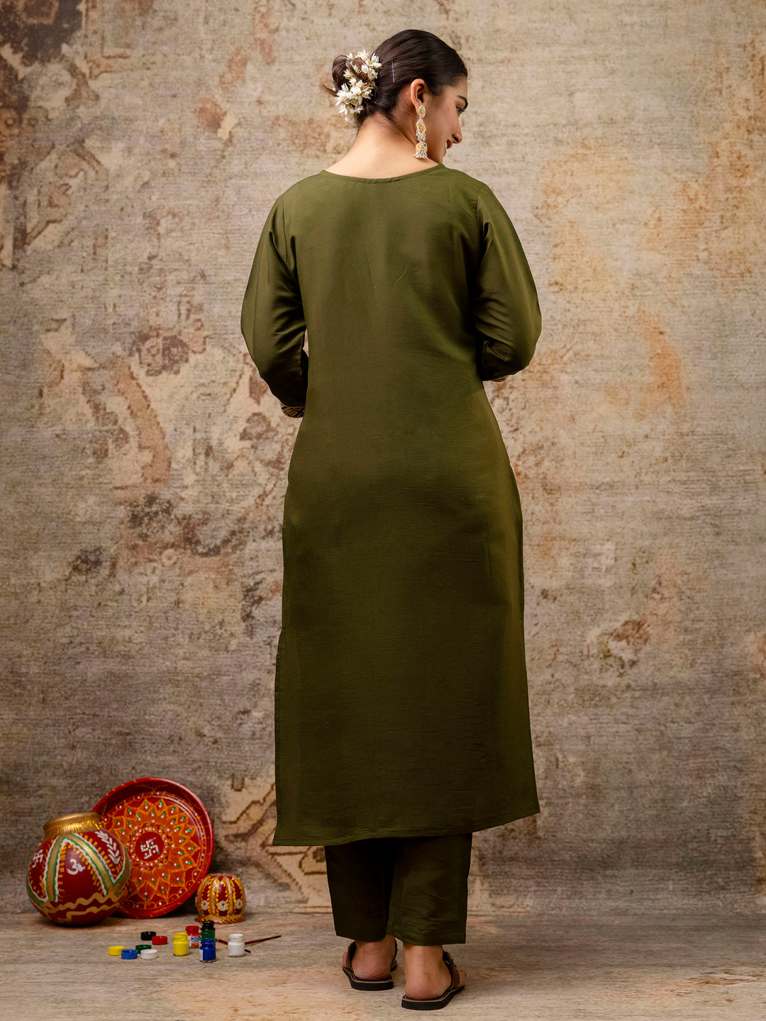 Women Kurta and Pant Sets Silk Blend Fabric - FitVibe Fashion