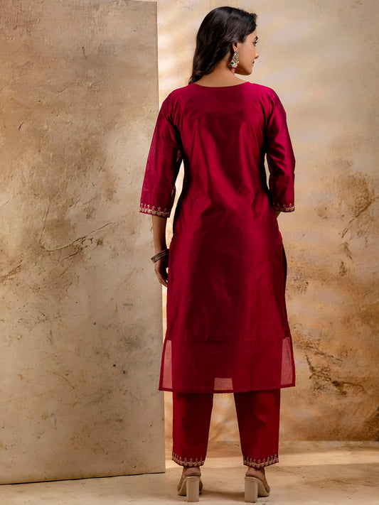 Women Kurta and Pant Sets Chanderi Silk Blend - FitVibe Fashion