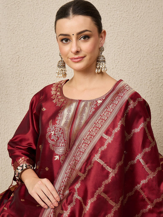 Divyaa Elegant Cotton Silk Kurta Set with Zari Work Ready to Wear Ethnic Outfit for Women - FitVibe Fashion