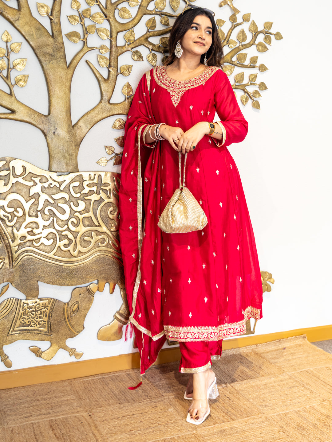 Mohini Elegant Ready to Wear Anarkali Kurta Set in Soft Silk Blend with Embroidered Dupatta and Perfect Fit - FitVibe Fashion