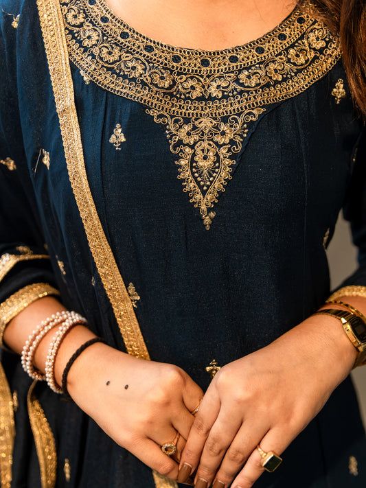 Mohini Stylish Anarkali Kurta Set Ready to Wear Soft Silk Fabric with Embroidered Dupatta Tailored Fit - FitVibe Fashion