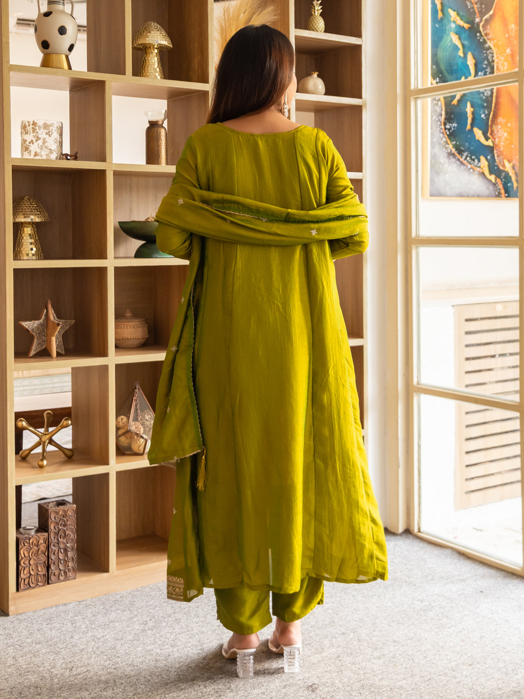 Kanya Elegant Silk Blend Anarkali Kurta Set with Embroidered Dupatta Flowy Fit and Stunning Style - FitVibe Fashion