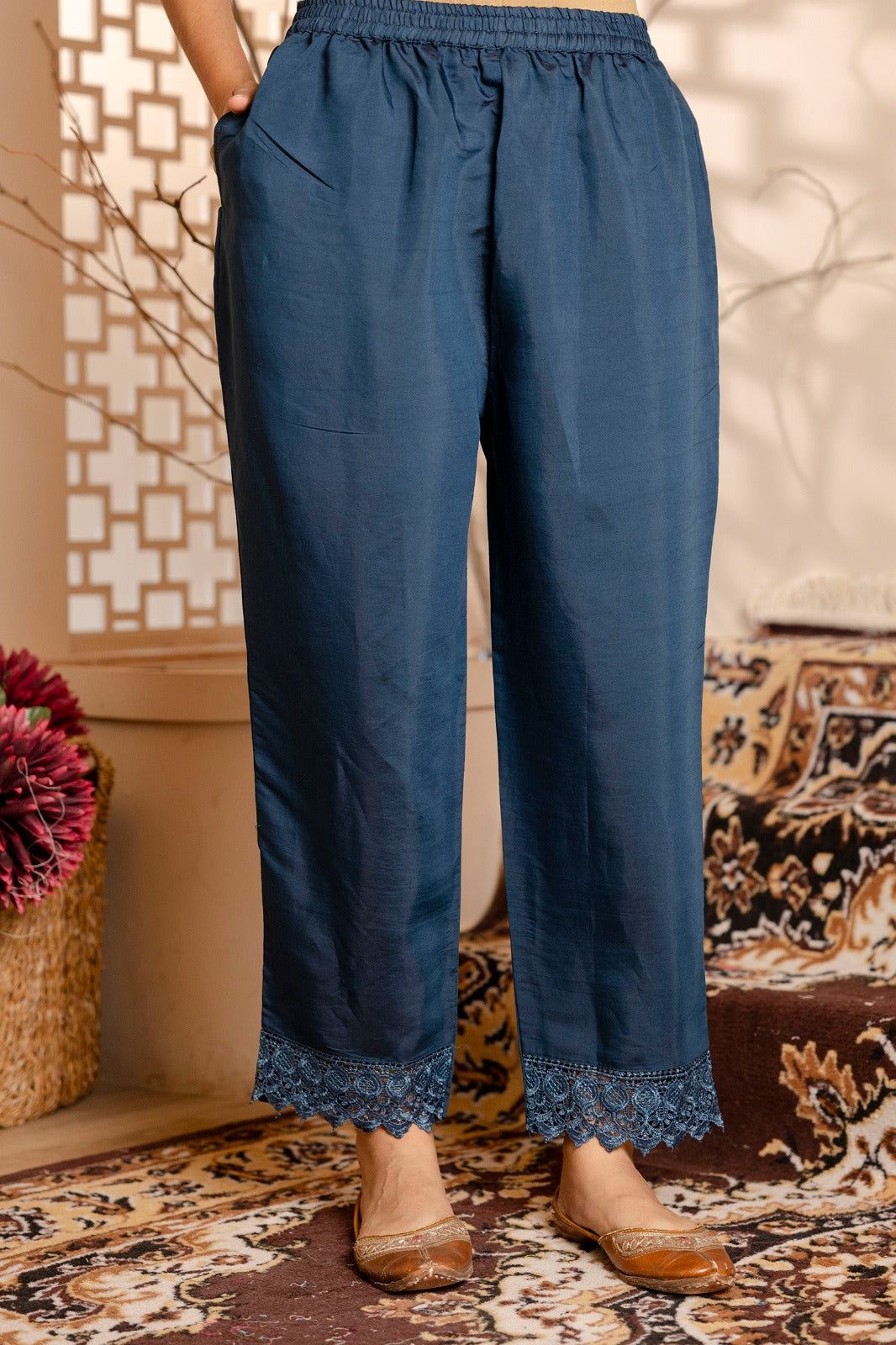 Nritya Women Kurta and Pant Sets Viscose Roman Silk Fabric - FitVibe Fashion