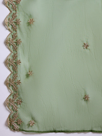 Heer Green Floral Embroidered Thread Work Kurta with Palazzo & Dupatta Suits - FitVibe Fashion