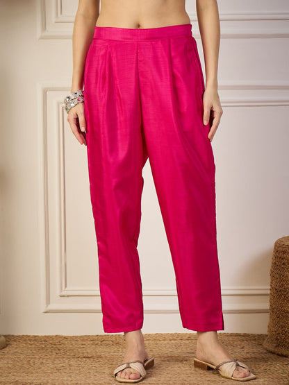 Tulsi Pink Women Kurta Sets With Dupatta Straight Suits - FitVibe Fashion