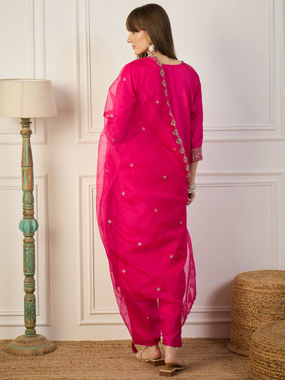 Tulsi Pink Women Kurta Sets With Dupatta Straight Suits - FitVibe Fashion