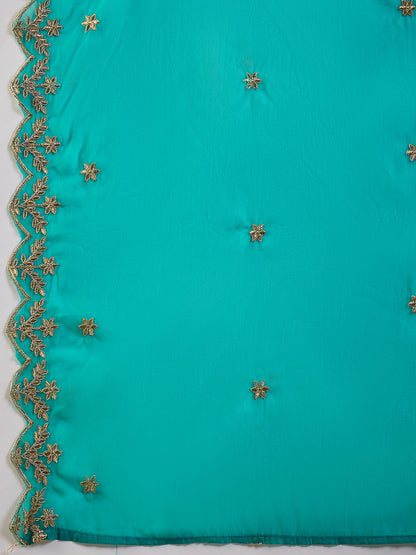 Heer Blue Floral Embroidered Thread Work Kurta with Palazzo & Dupatta Suits - FitVibe Fashion