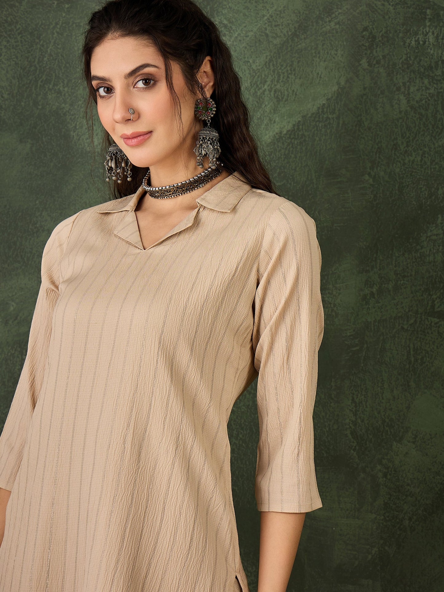 Samara Women's Office, Festive Wear Cream Straight Kurta & Pant, Co-ord Set - FitVibe Fashion