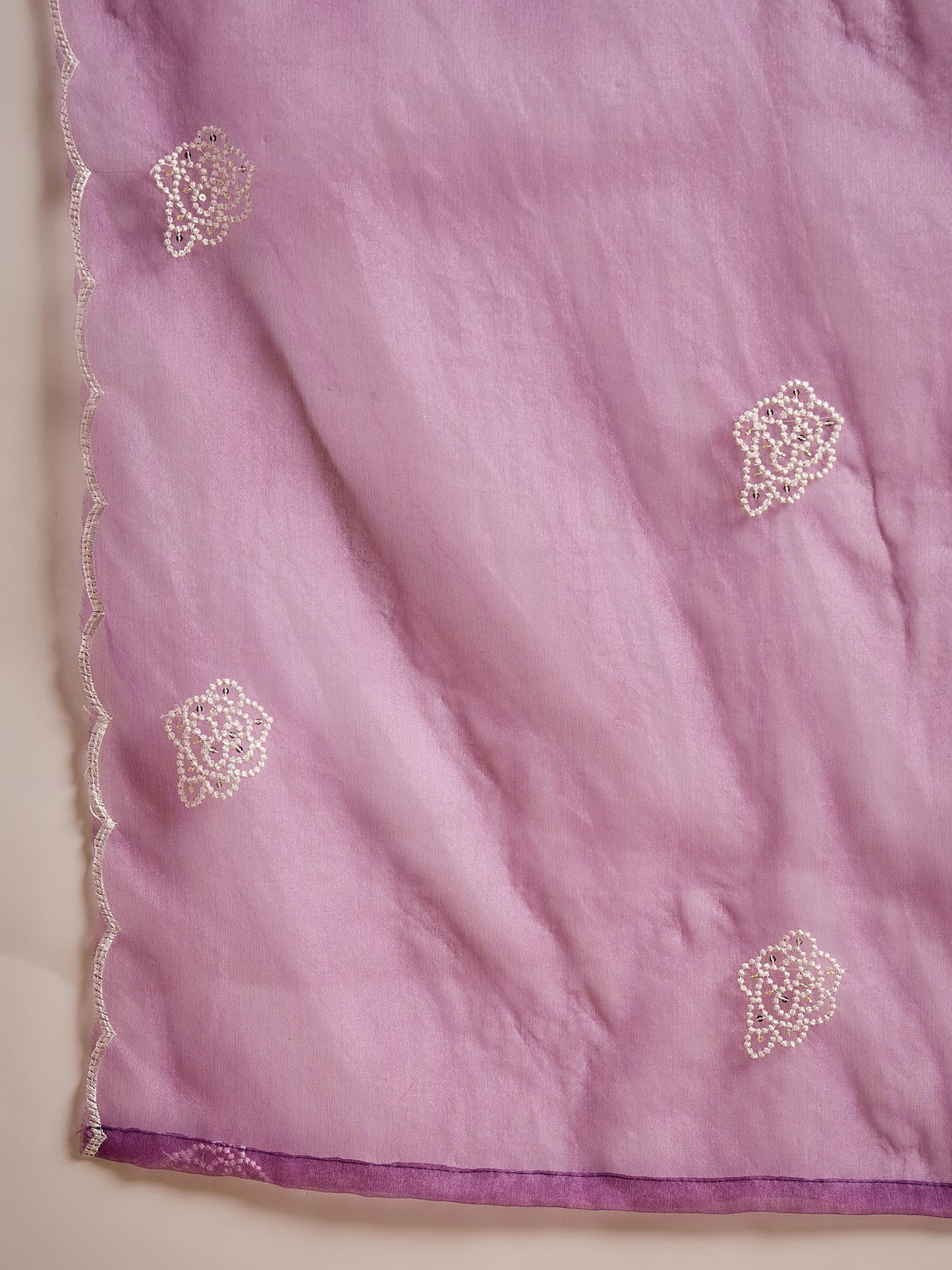 Mahi Solid Floral Embroidered Straight Fit Kurta with Pant & Dupatta - FitVibe Fashion